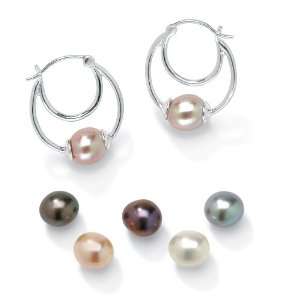 PalmBeach Jewelry Six Sets Of Interchangeable Freshwater Pearl Silver 