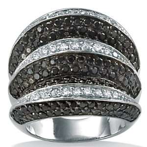PalmBeach Jewelry Black/White DiamonUltra™ Cubic Zirconia Silver 