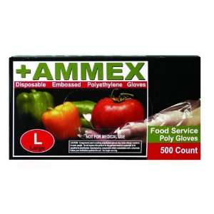 Ammex +AMMEX Food Service 500s Polyethylene Glove, Powder Free, Large 