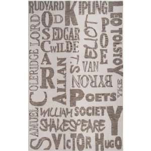  Poets Rug  Off White,Taupe, Charcoal , 8 x 11