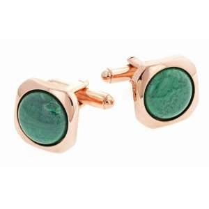 JJ Weston eye popping soft square shaped cufflinks with malachite with 