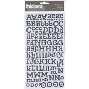  Thicker Chipboard Glitter Alphabet Sticker, Silver 