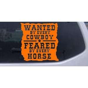 Orange 22in X 22.0in    Wanted By Cowboys Feared By Horses Western Car 