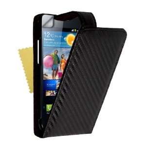  Black Carbon Fibre Leather Flip Case Cover With Magnetic 