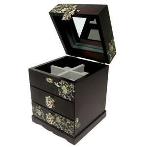  Silver J Wooden jewellery box with mirror, handmade mother 