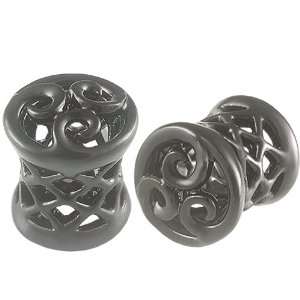  0G 8mm Black Alloy Double Flared Ear Plugs   Sold as a 