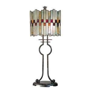 Dale Tiffany TT101014 Haskey Table Lamp, Antique Bronze and Art Glass 