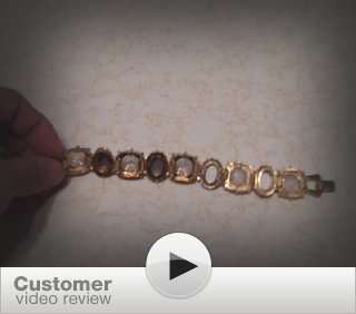  Vintage Iridescent Opalite & Amber Cabochon Bracelet 
