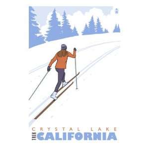 Cross Country Skier, Crystal Lake, California Premium Poster Print 