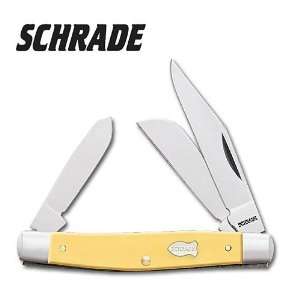    Schrade Folding Old Timer Middleman Knife Yellow