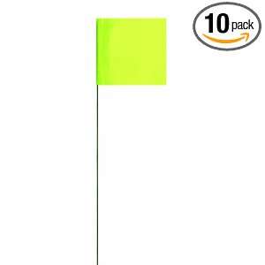   Marking Flags with 15 Inch Wire Staffs, Lime 10 Pack