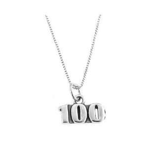  Sterling Silver One Sided Number 100 with Necklace 