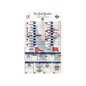  Rays at Yankees 9 12 2008 Game Used Lineup Card (MLB Auth 