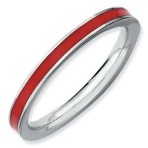  Red Enamel Stackable Ring 2.25mm   Size 7 Jewelry