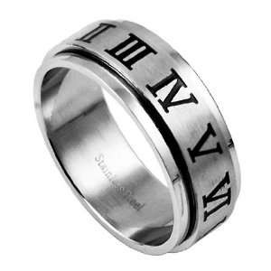  316L stainless Steel Roman Numeral Ring   Size 15 Jewelry