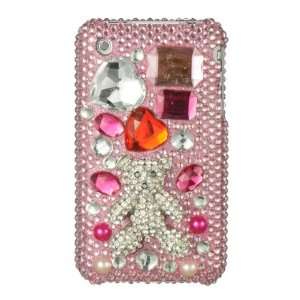  Iphone 3g / 3gs Full 3d Diamond Case Hot Pink Silver Bear 