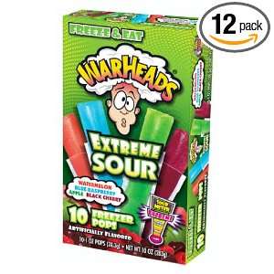 Warheads Extreme Sour Freezer Pops, 10 Count (Pack of 12)  