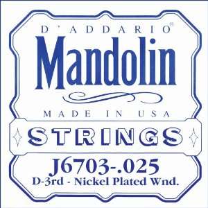   Addario J6703 Nickel Mandolin Single String, .025 Musical Instruments