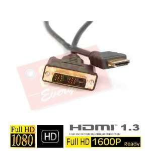  Premium 6 ft Thick Cable 1080p 1600p Gold HDMI To DVI 