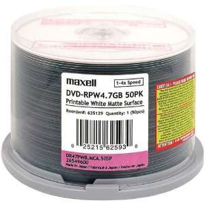  Maxell 50PK DVD R 16X 4.7GB PRINT TO CENTER WHITE MATTE 