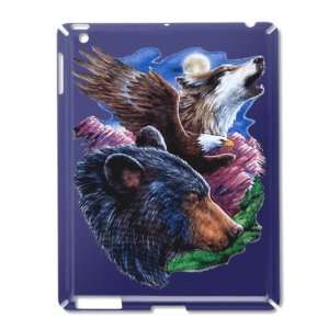 iPad 2 Case Royal Blue of Bear Bald Eagle and Wolf