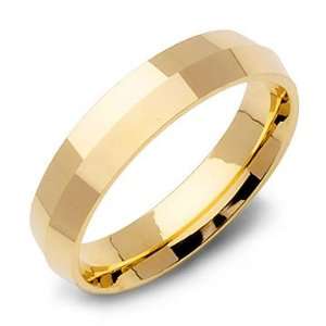  Knife Edge Wedding Ring Band in 14k Yellow Gold (5mm 