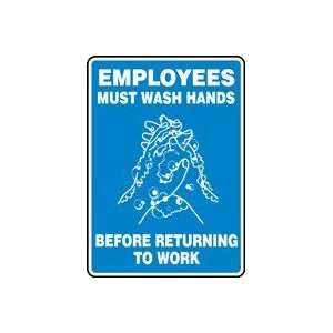 EMPLOYEES MUST WASH HANDS BEFORE RETURNING TO WORK (W/GRAPHIC) Sign 