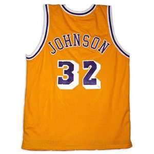  Magic Johnson Los Angeles Lakers Autographed Gold Jersey 
