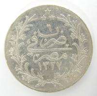 OTTOMAN TURKISH EGYPT 10 QIRSH COIN 1327 AH 1913 x  