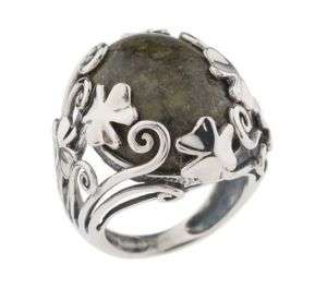 Connemara Marble Sterling Shamrock Ring 7  