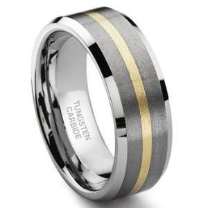  Tungsten Carbide 14K Gold Inlay Wedding Band Ring Sz 13.0 SN#384