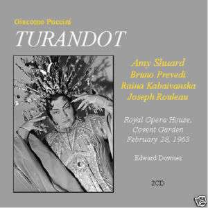 Puccini TURANDOT with Amy Shuard Kabaivanska 1963 2CDs  