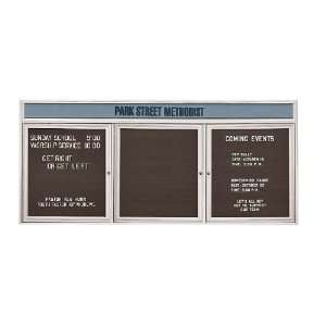   Satin Outdoor Letterboards w/ 3 Doors   48in x 96in