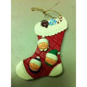  8120 Stocking with 3 Heads Personalized Christmas Ornament 