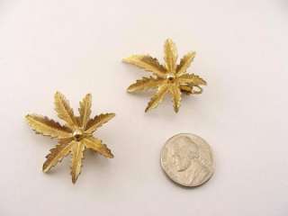 vintage metal Cannabis Marijuana Hemp Pot Leaf Earrings  