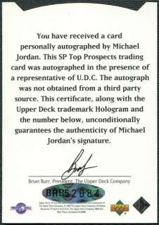 1995 SP Top Prospects Autographs #14 Michael Jordan Auto  