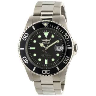Invicta Mens 0420 Pro Diver Automatic Black Dial Titanium Watch