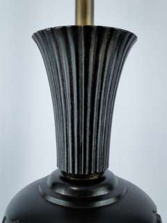 Antique Tall Japanese Patinated Bronze Vase Lamp  