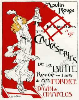 Les Caucaseries Moulin Rouge vintage theatre poster repro 16x20