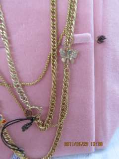 NWT JUICY COUTURE BUTTERFLY GOLDEN FLOWERS NECKLACE  