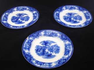 Chinoiserie GRINDLEY Flow Blue Shanghai CHINA PLATES  