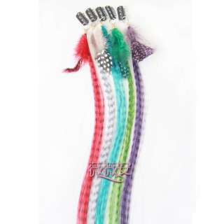   12 Colored Colorful Feather Clip On In Hair Extension Brand New Hot