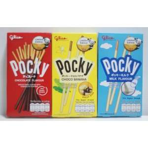 Glico Pocky 3 flavors chocolate banana milk (47g x3Piece)  