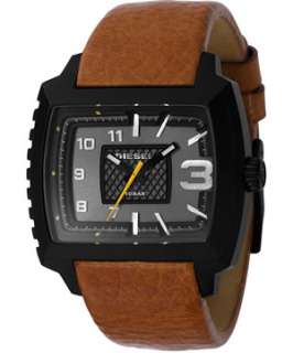 DIESEL DZ1349 Fast Shipping BLACK dial BROWN leather MENS Watch Brand 