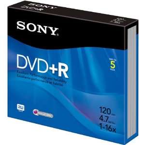  Sony 4x Write Once DVD+R   5 Pack 