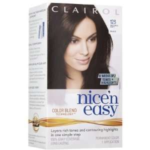 Clairol Nice n Easy Hair Color, Soft Black (123) (Quantity of 4)