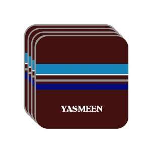 Personal Name Gift   YASMEEN Set of 4 Mini Mousepad Coasters (blue 