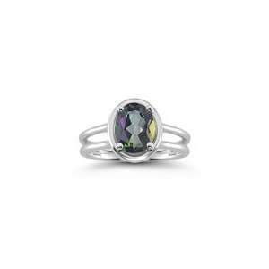 2.03 Cts Mystic Green Topaz Solitaire Ring in 14K White 