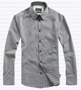 ZARA Men Man Grey Lilac Plaid Dotted Dots Long Sleeve Cotton Shirt 