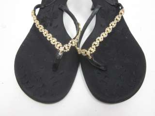 GIUSEPPE ZANOTTI Black Crystal Thong Sandals Heels 38 8  